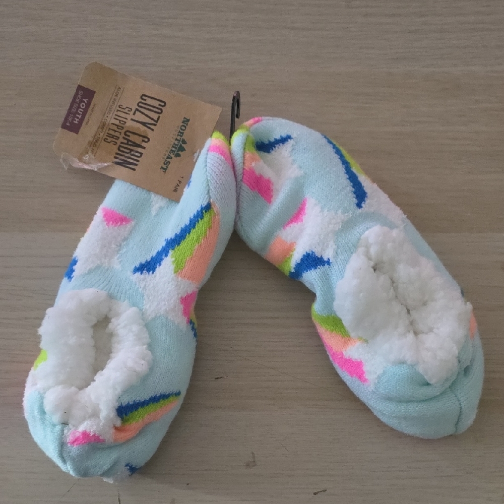 Northeast Outfitters Cozy Cabin Slipper Socks with Colorful Stripes
